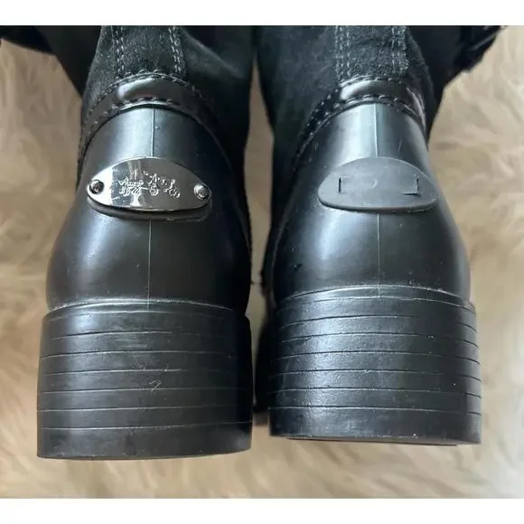 Coach Zena Black Leather, Shearling, Rubber Winter Cold Weather Snow Boots sz 9 - Picture 8 of 10